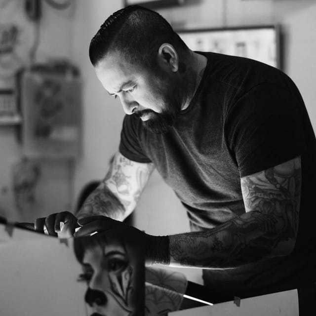 Jorge "Soda Pop" Barajas, senior tattoo artist at Broken Heart Tattoo in Hillcrest, San Diego